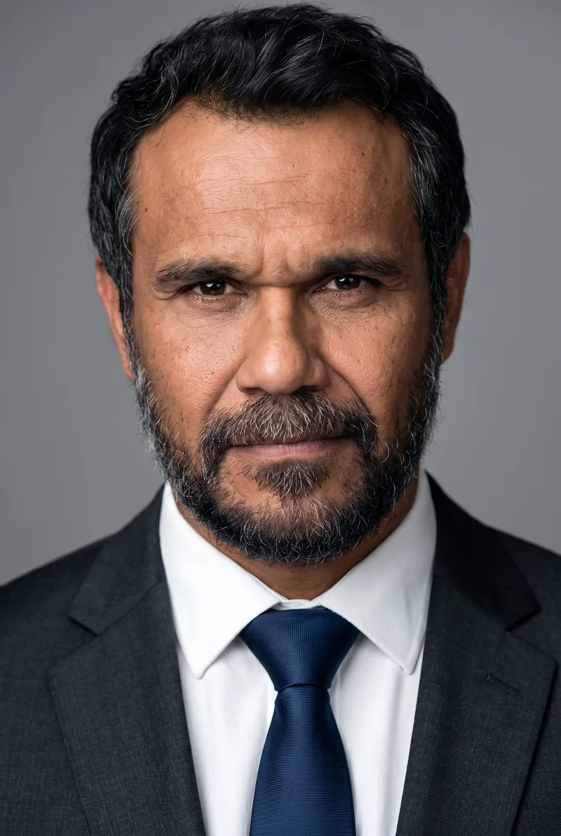 AI-generated portrait of Aaron Pedersen, keynote speaker