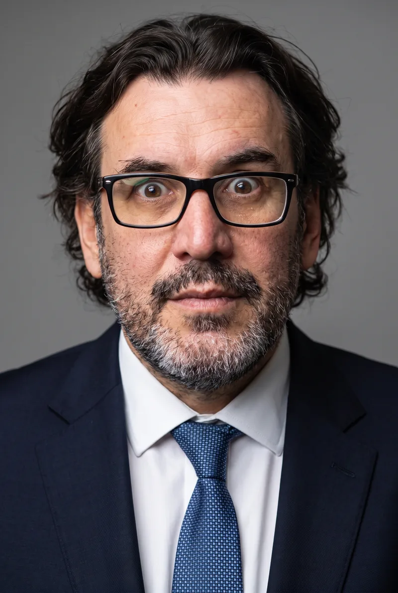 AI-generated portrait of Adam Ferrier, keynote speaker
