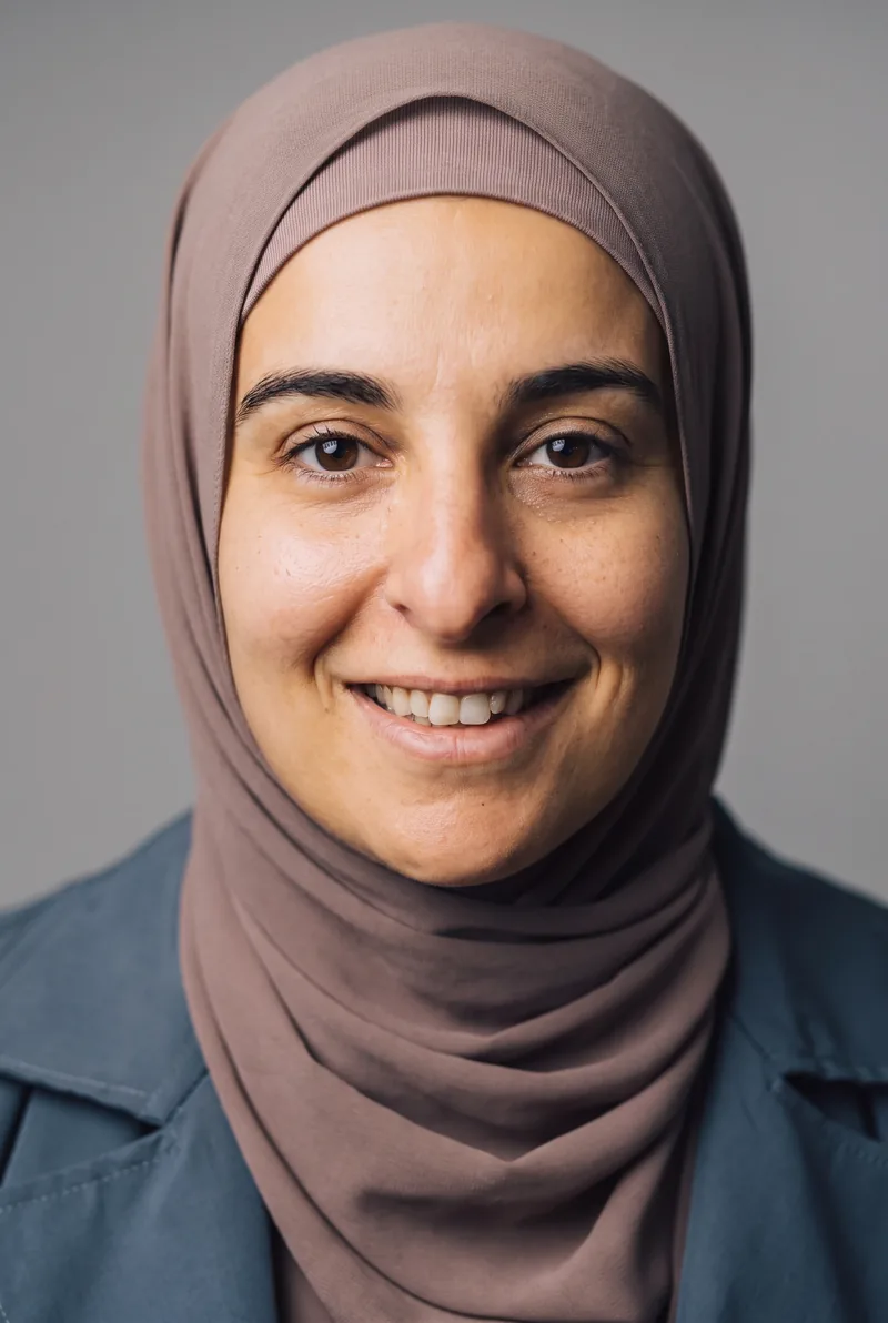 AI-generated portrait of Amna Karra-Hassan, keynote speaker