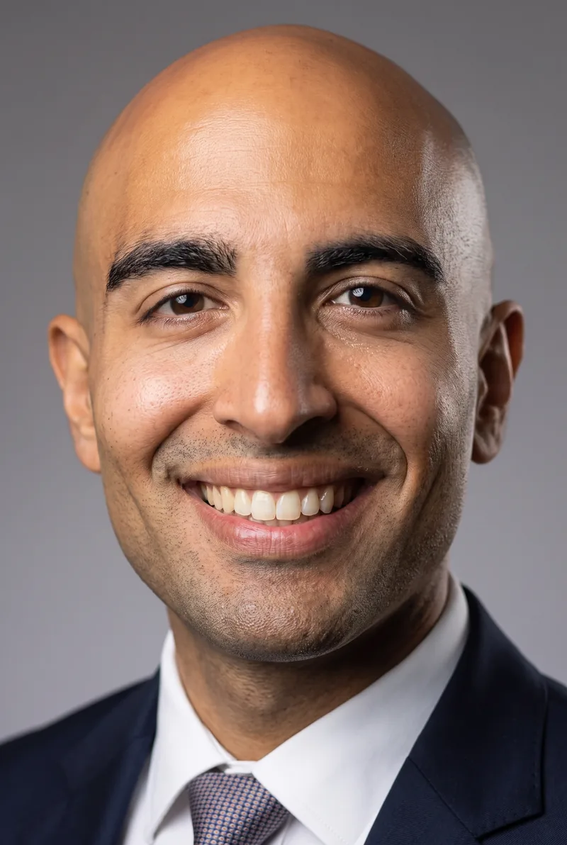 AI-generated portrait of Amrit Sandhu, keynote speaker