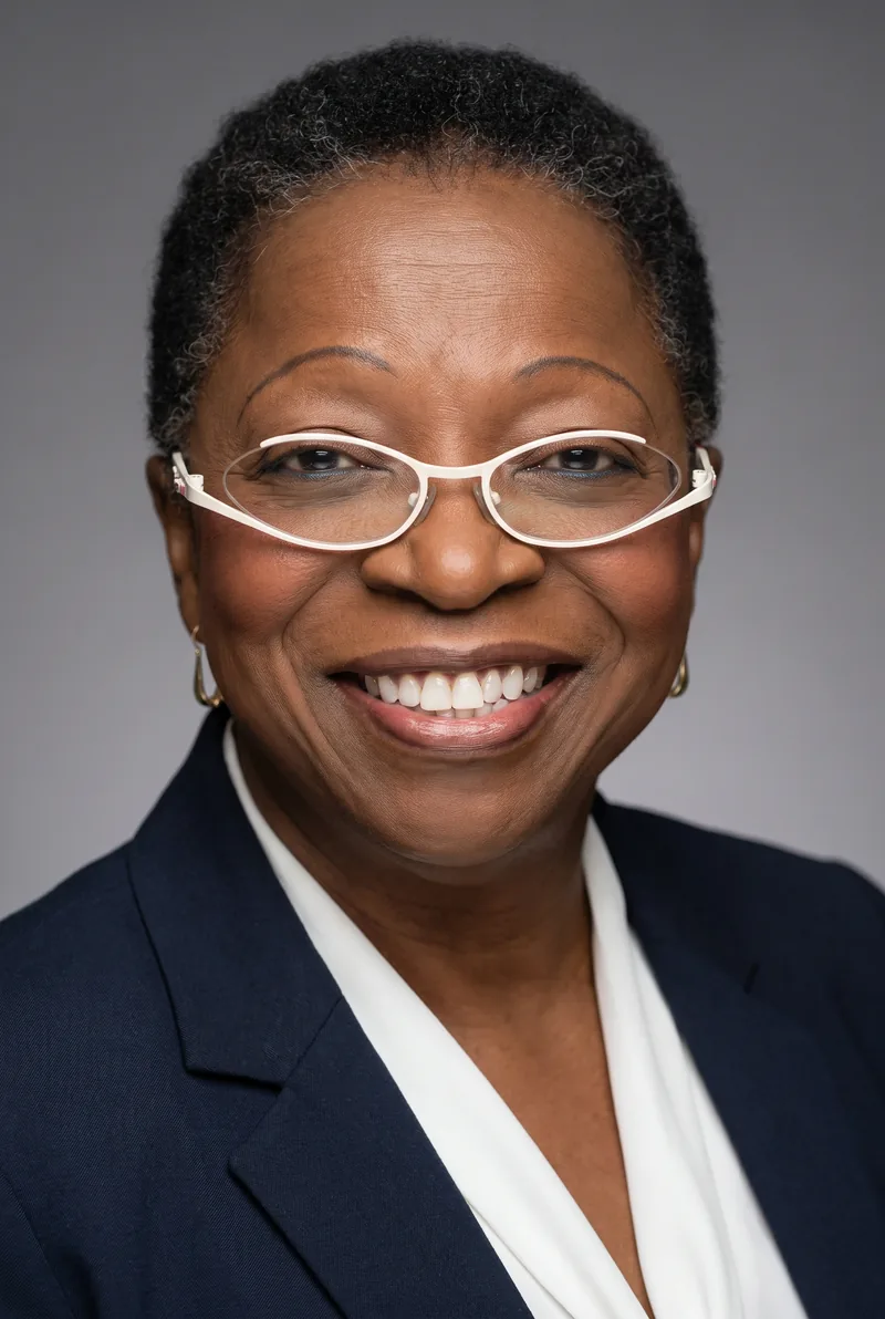 AI-generated portrait of Dorinda Hafner, keynote speaker