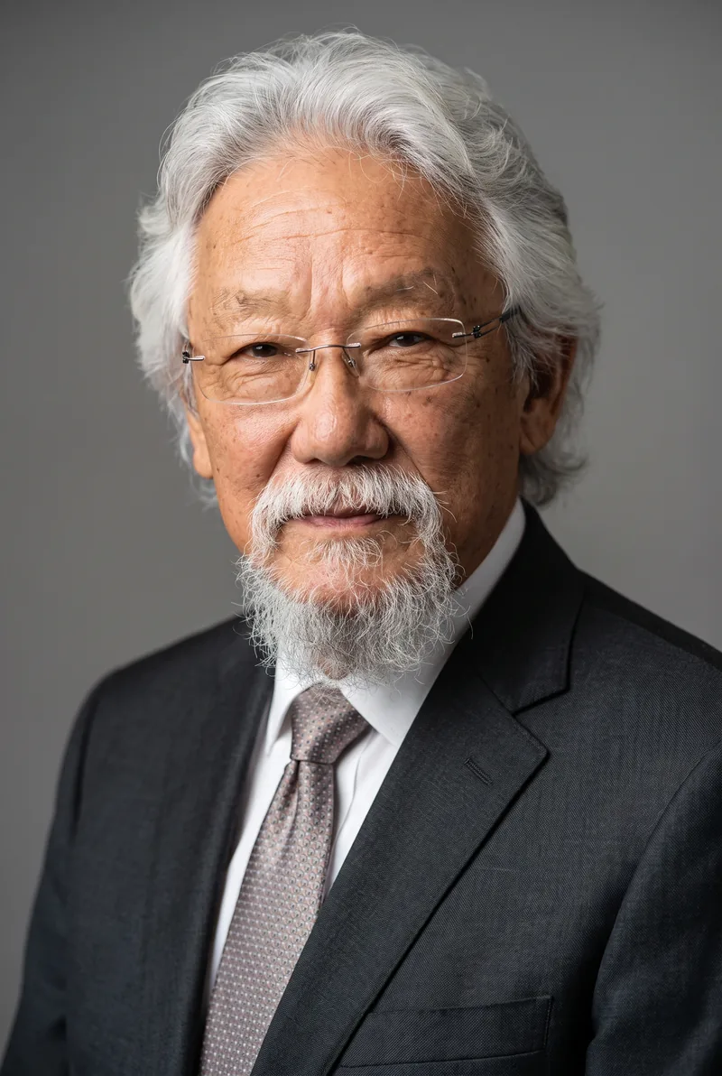 AI-generated portrait of Dr David Suzuki CC OBC, keynote speaker