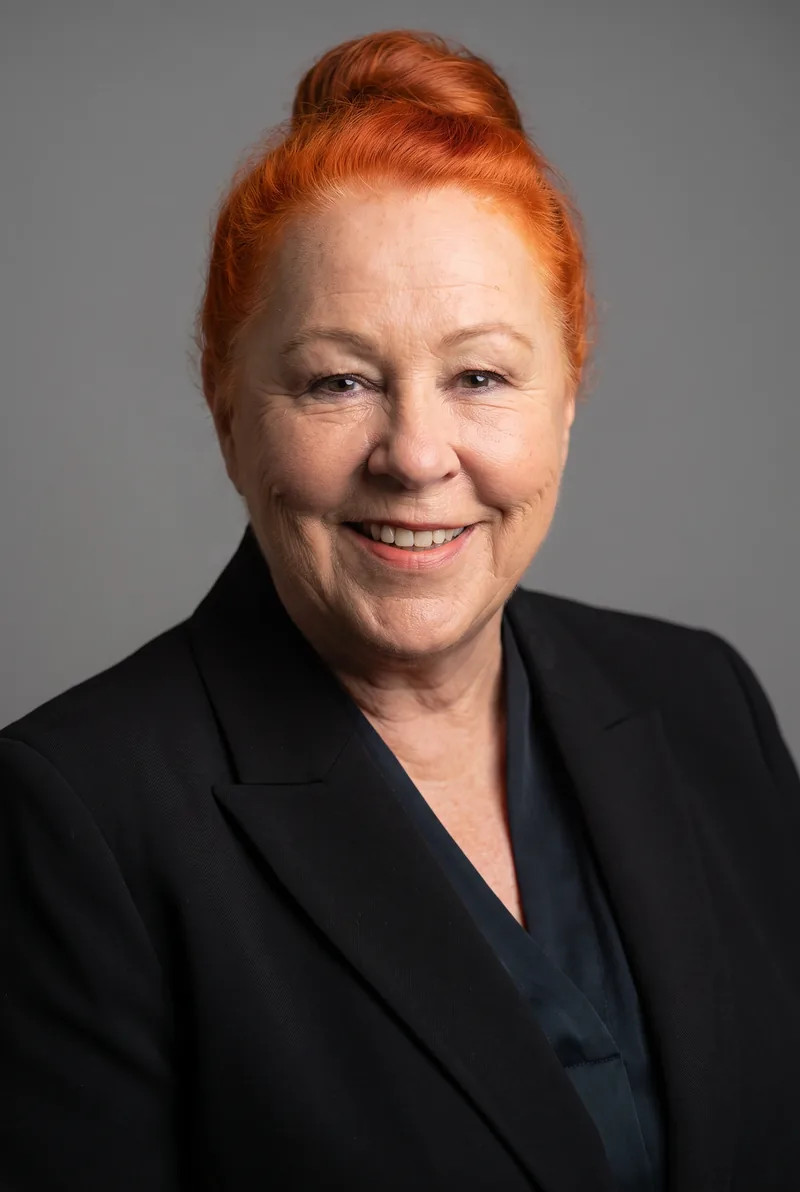 AI-generated portrait of Geraldine Cox AM, keynote speaker