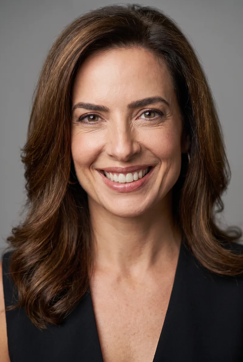 AI-generated portrait of Helen Kapalos, keynote speaker