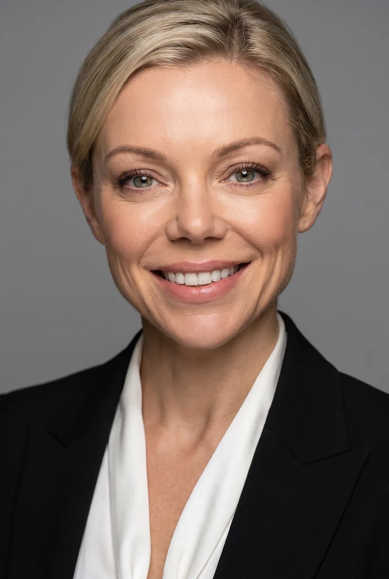 AI-generated portrait of Holly Brisley, keynote speaker