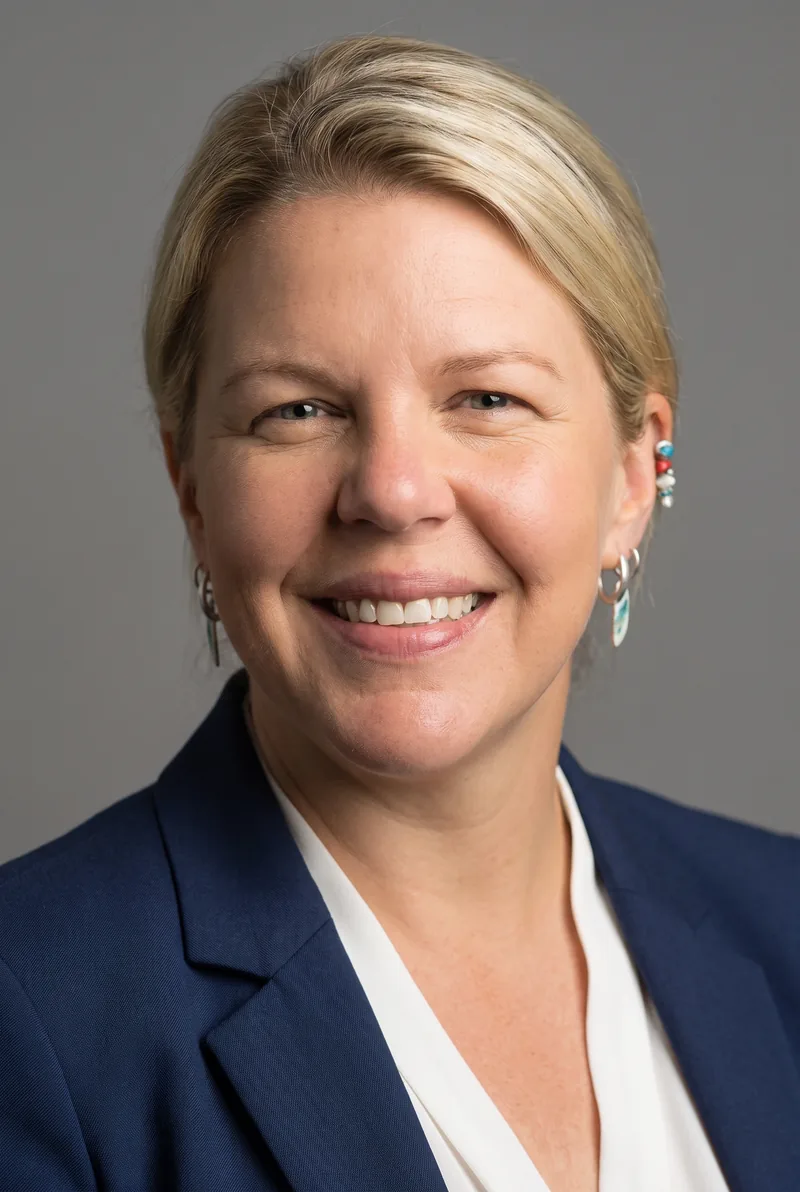 AI-generated portrait of Holly Budge, keynote speaker