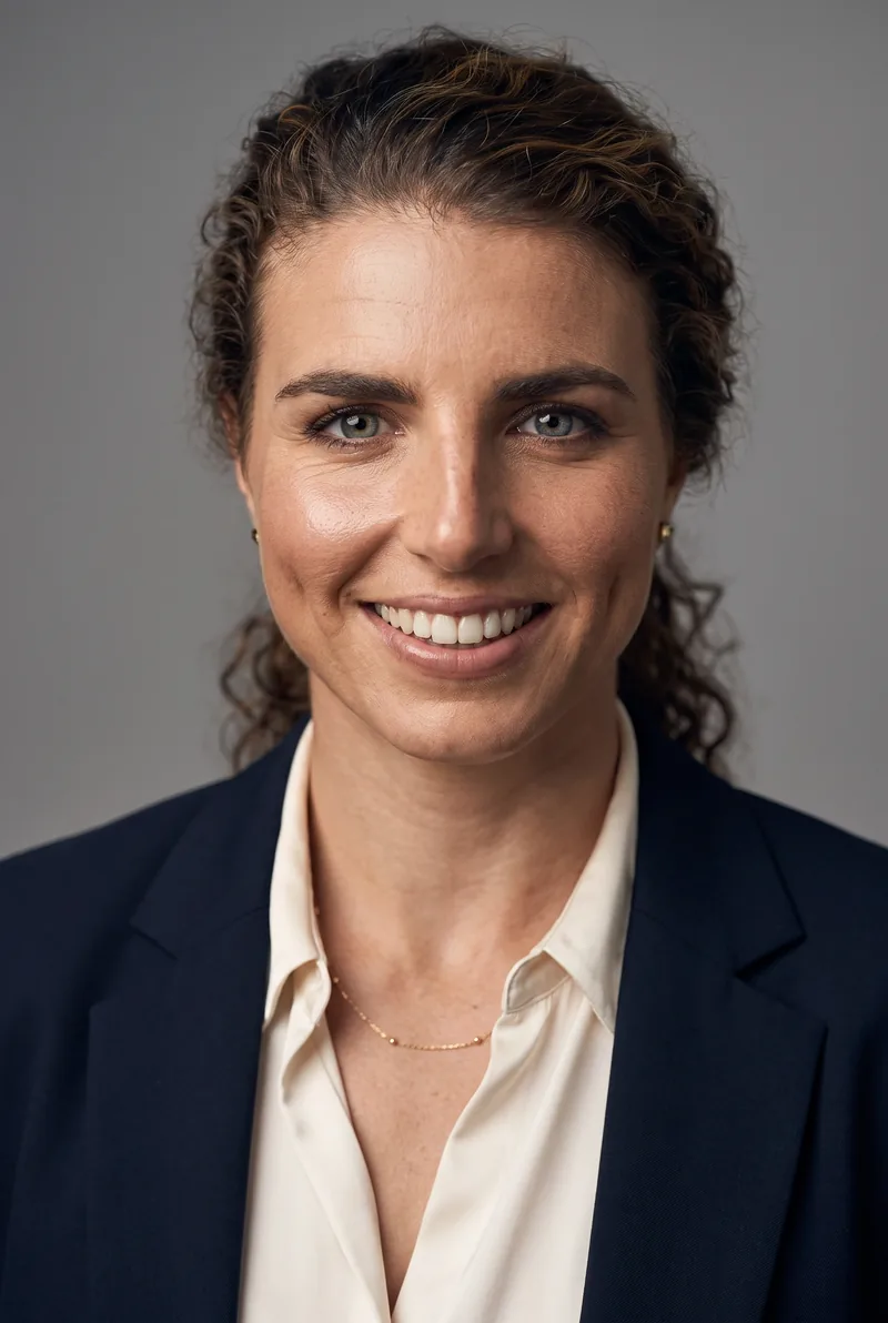 AI-generated portrait of Jessica Fox, keynote speaker
