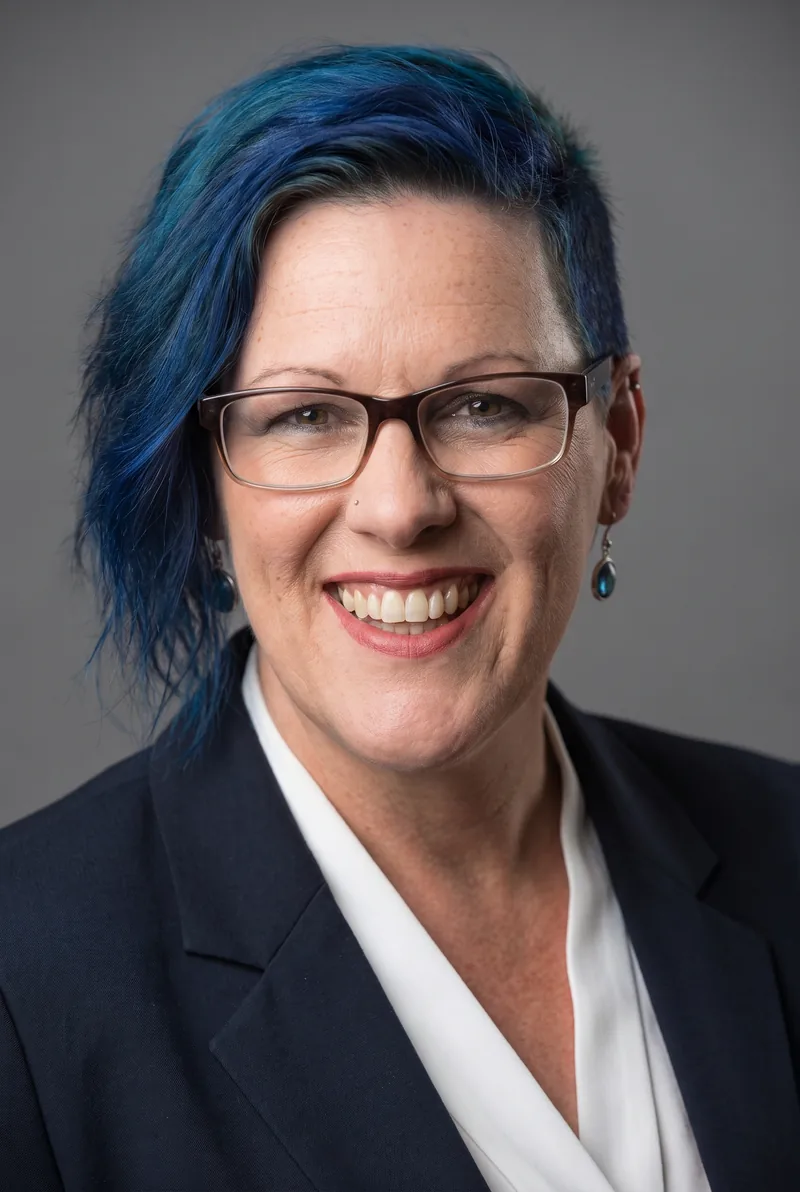 AI-generated portrait of Jo Saunders, keynote speaker