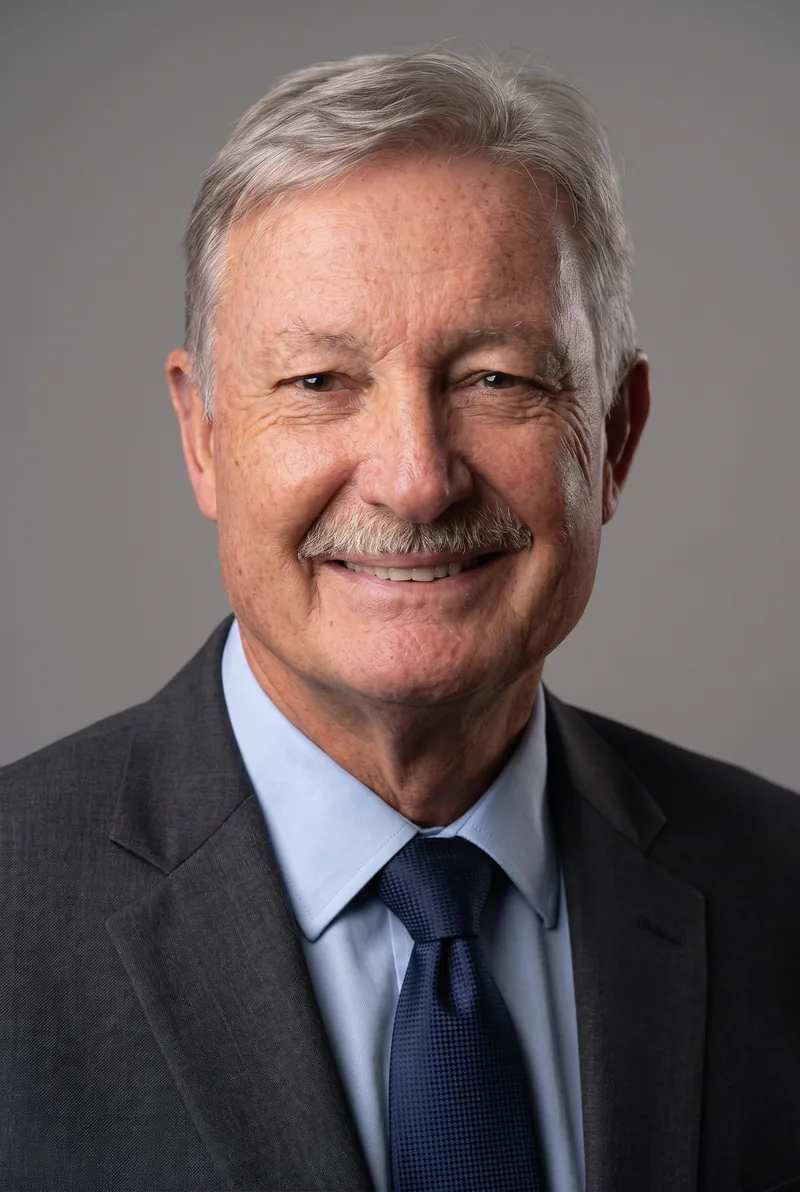 AI-generated portrait of John Bertrand AO, keynote speaker