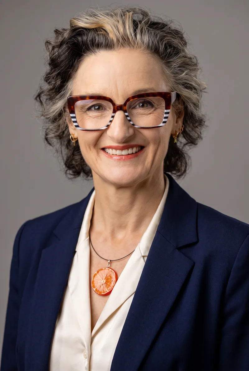 AI-generated portrait of Julie Goodwin, keynote speaker