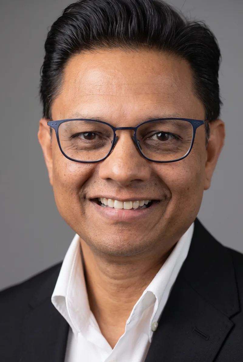 AI-generated portrait of Kamal Sarma, keynote speaker