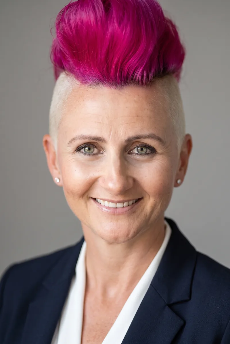AI-generated portrait of Lucy Bloom, keynote speaker