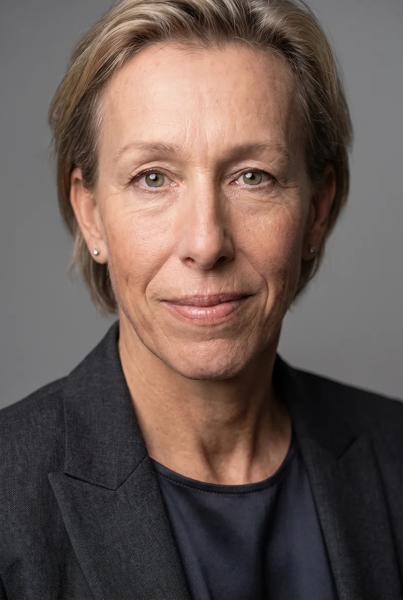 AI-generated portrait of Martina Navratilova, keynote speaker