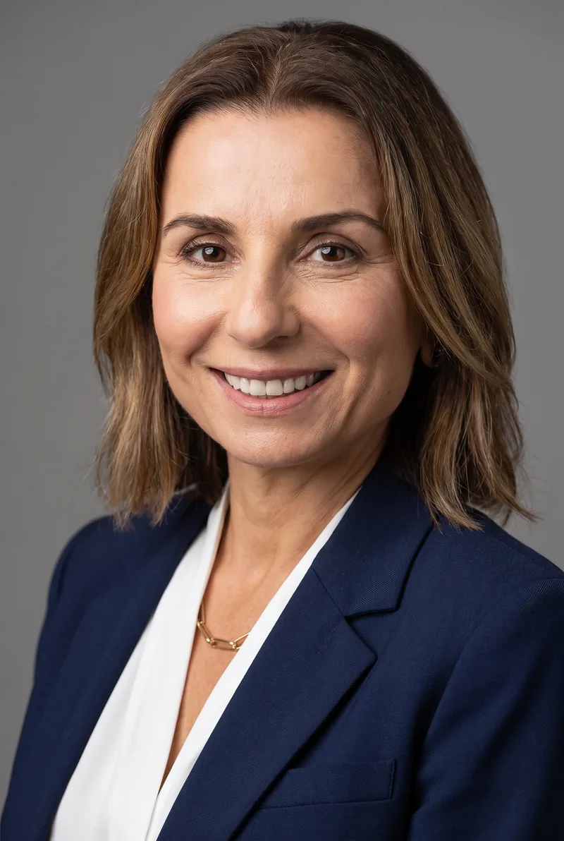 AI-generated portrait of Mary Coustas, keynote speaker