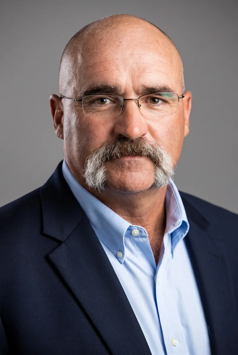 AI-generated portrait of Merv Hughes, keynote speaker