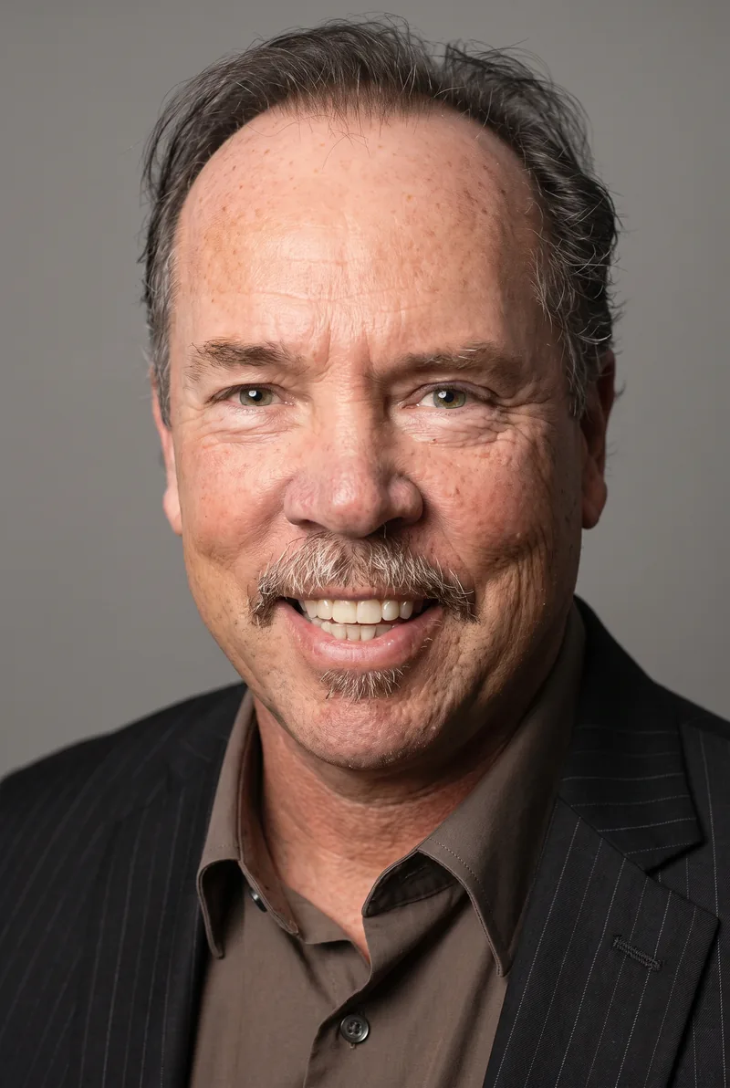 AI-generated portrait of Mitch Lowe, keynote speaker