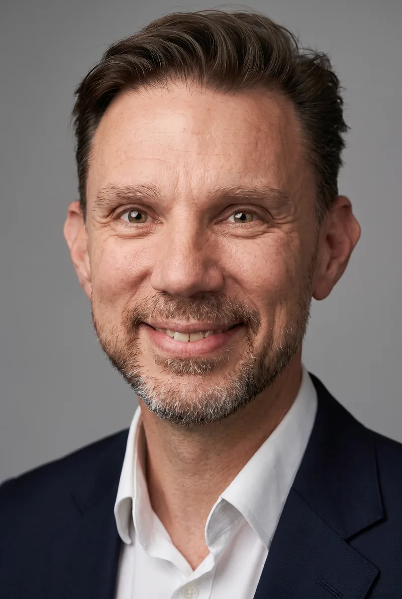 AI-generated portrait of Neo Aplin, keynote speaker