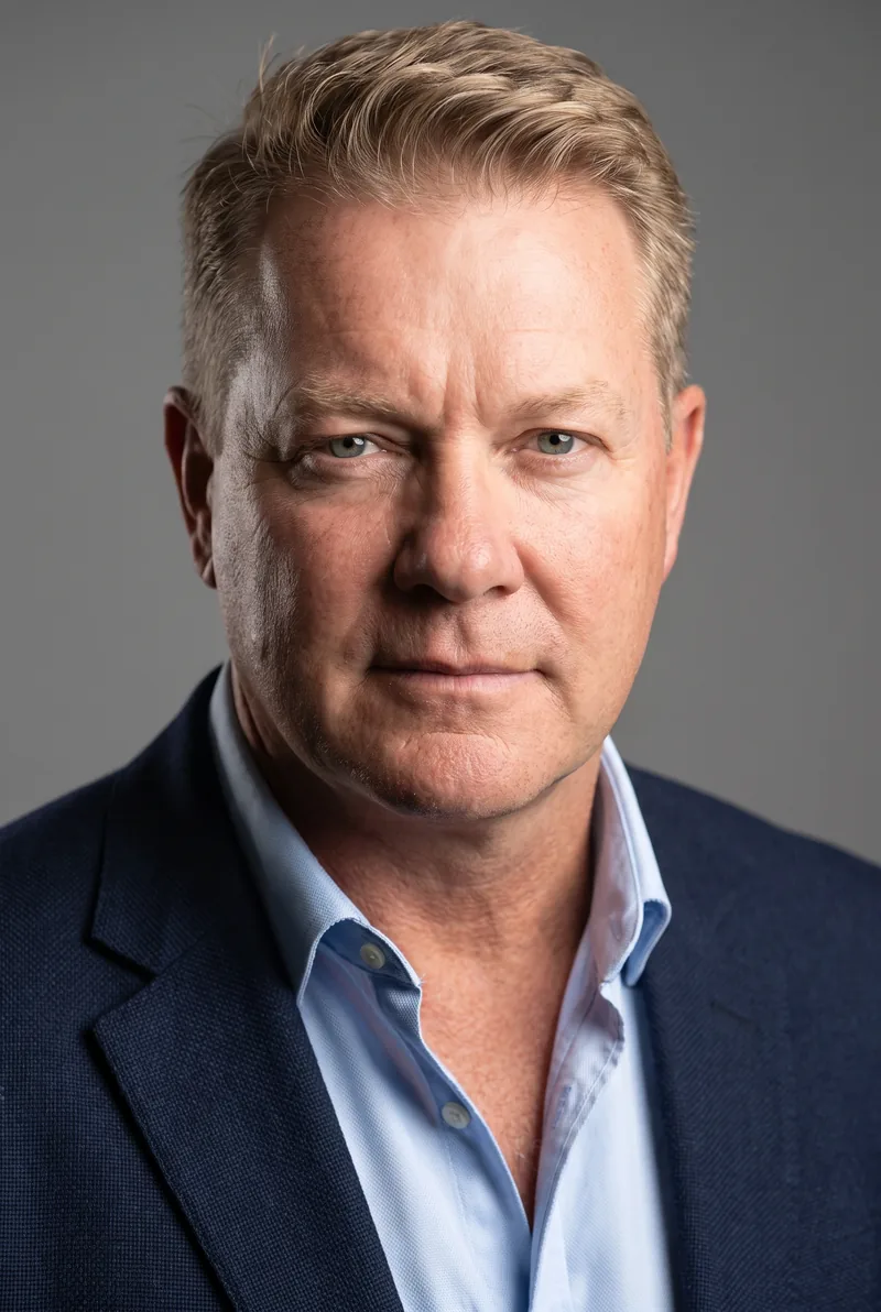 AI-generated portrait of Russell Mark OAM, keynote speaker